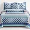 DaDa Bedding Mediterranean Blue Mint Patchwork Quilt Set