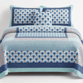 DaDa Bedding Mediterranean Blue Mint Patchwork Quilt Set