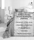 DaDalogy Paisley Dreams Floral Bed in a Bag Set - Olive Brown