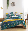 DaDa Bedding Gardenia Green Floral Patchwork Quilt Set