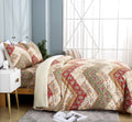 DaDa Bedding Cranberry Sage Floral Chevron Duvet Cover Set