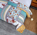 Tache Old World Garden Pastel Blue Yellow Red Hummingbirds Cotton Patchwork Quilt Set (JHW-936)