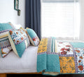 Tache Old World Garden Pastel Blue Yellow Red Hummingbirds Cotton Patchwork Quilt Set (JHW-936)