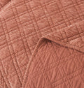 DaDalogy Bedding Terracotta Coral Brick Orange Soft Velour Corduroy Bedspread Set (JHW952)