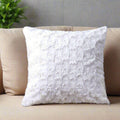 DaDa Bedding White Roses Faux Fur Pillow Cover