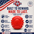 USA-K9 Stars and Stripes Rubber Dog Toy | K9 Handler Reward Toy | Red | USA Made