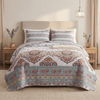 DaDa Bedding White Blue Floral Paisley Quilt Set