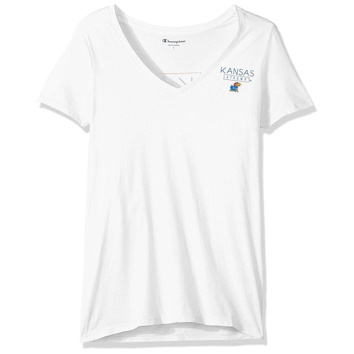 Champion NCAA Womens Short Sleeve V-Neck Tee, Kansas Jayhawk,Medium
