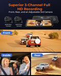The Legend 3CH Waterproof Mirror Dash Cam, 1080P/60fps, 3-Cam