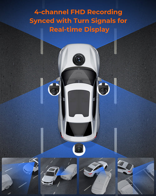 M4 Quad Mirror Dash Cam, 1080P 4-Cam, 12" IPS Touchscreen