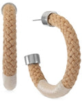 Alfani Silver-Tone Medium Braided Rope C-Hoop Earrings, 1.5 Inches