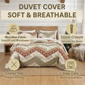 DaDa Bedding Cranberry Sage Floral Chevron Duvet Cover Set