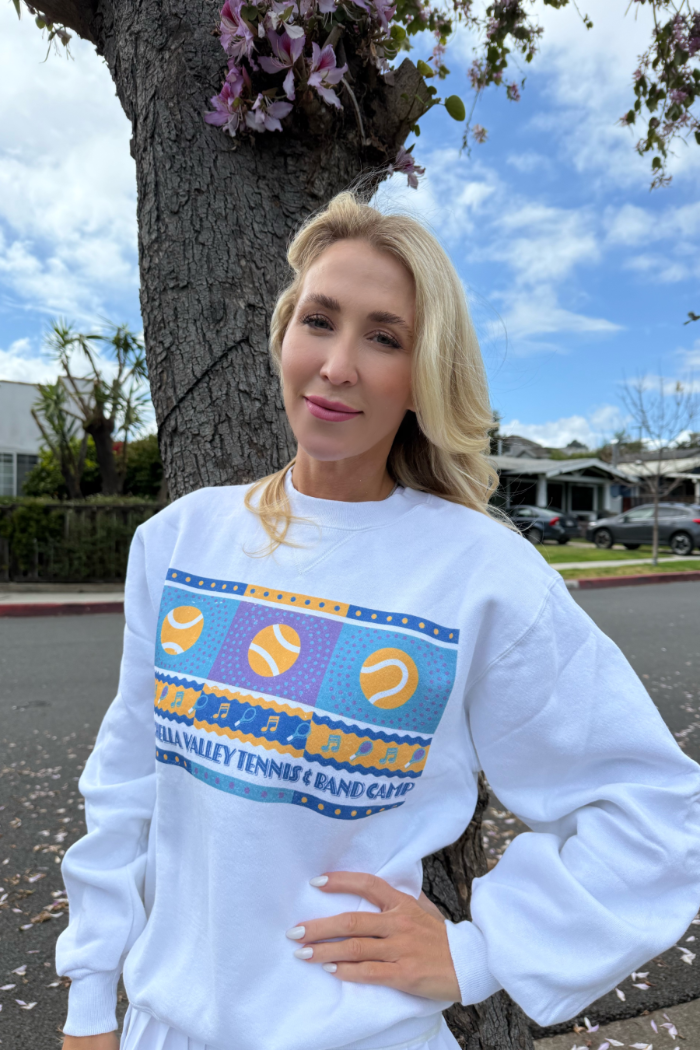Upcycled/Vintage Coachella Valley Tennis & Band Camp Sweatshirt (Size Small)