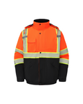 Kingstone High Visibility Hooded and Fleece Lined ANSI/ISEA 107-2020, Type R, Class 3 Two-Tone, Contrast Trimmed Orange Safety Jacket