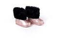Rose Gold Faux-Fur Barefoot Boot Topper | Ozznek Removable Sole Shoes