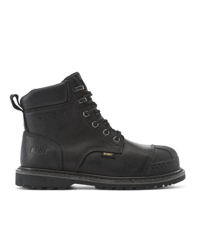 Kiwi Premium Black Action Leather 6" Steel Toe Waterproof Cap-Toe Work Boots [69700]