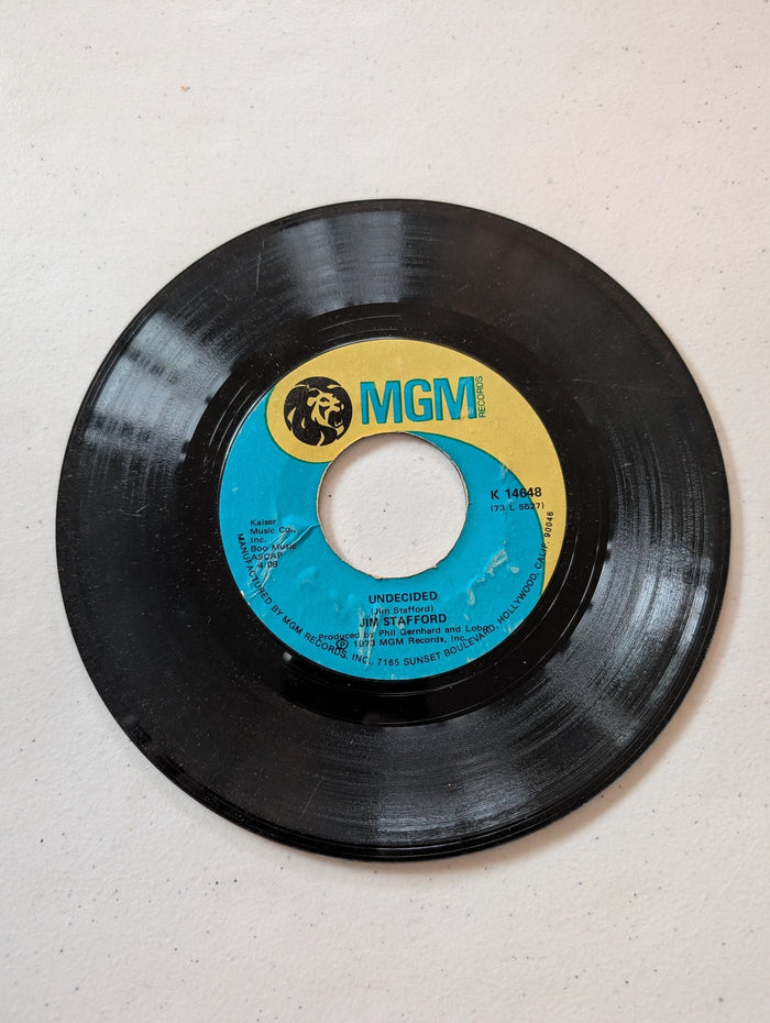 Jim Stafford - Spiders & Snakes - Undecided(7 in, 45 RPM, Single, Vinyl Record Album)