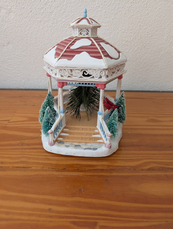 Christmas Village Gazebo from Unknown -  Holiday Decor (Ceramic or Resin Decor / Village Piece, Traditional, Victorian, White, Red, Green)
