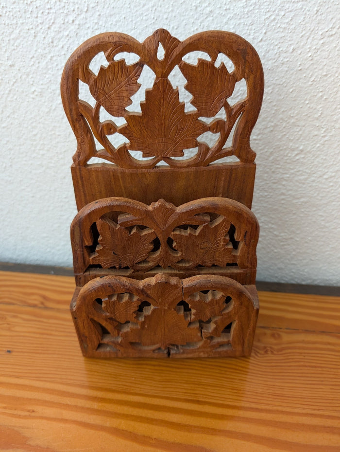 Carved Wooden Letter Holder from Unknown -  Office / Decor (Wood Letter Holder, Traditional, Bohemian, Brown)