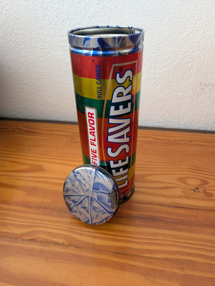 Five Flavor Roll Candy Bank from Life Savers - 1980s Collectibles (Tin Coin Bank Tin, Retro, Advertising, Kitsch, Multicolor)