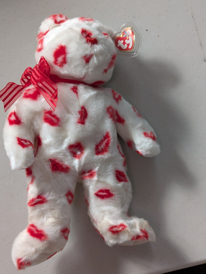 SMOOCH the KISS PRINT Bear (14 Inch)TY Beanie Buddy Plush Stuffed Animal (MWMT, Vintage, Retired, with Tag, VTG, Stuffed Animal, Plush, Toy)