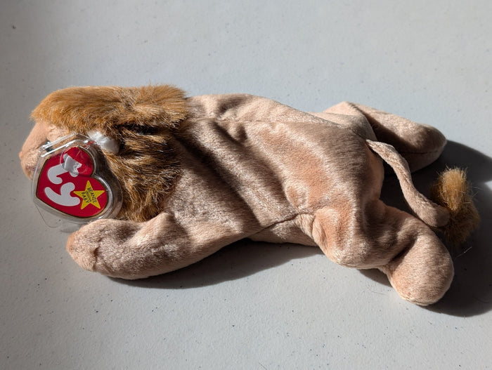 Roary the Lion - Ty Beanie Baby (Tan, 1996, Plushie, Toy, Stuffed Animal, MWMT, Vintage, Retired)
