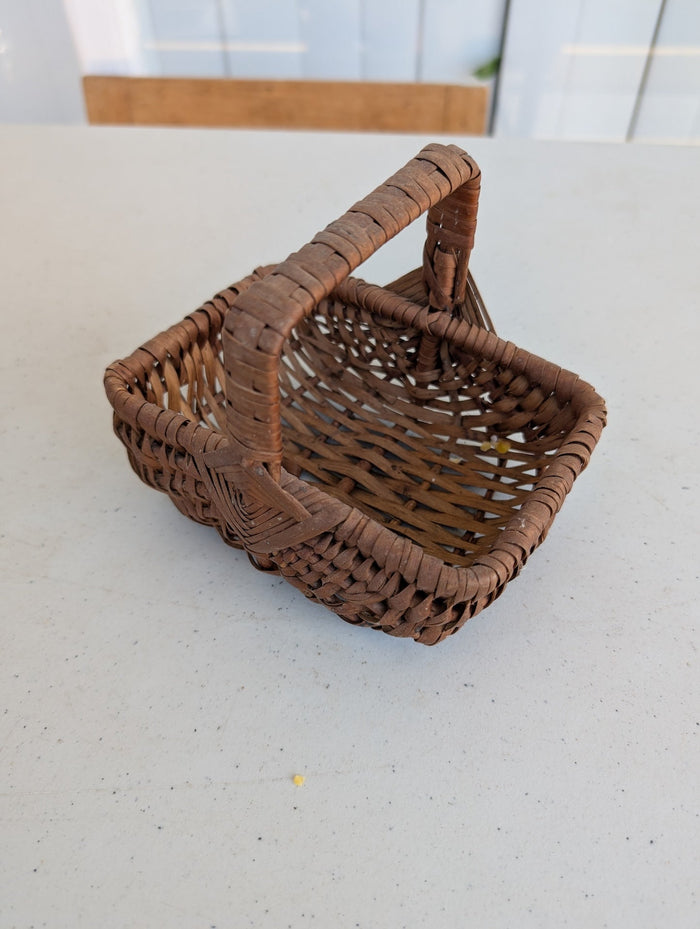 Wicker Basket with Handle small vintage mid-century