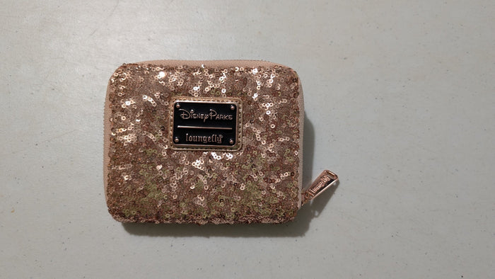 Disney Parks Rose Gold Sequin Wallet from Loungefly - 2018 Accessory (Sequins, Faux Leather Wallet, Sequins, Disney Parks, Rose Gold)