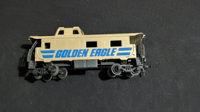 Golden Eagle Caboose Caboose likely from Tyco - 1970s HO Scale Model Train (Plastic, Metal Caboose, Not Applicable, Gold, Blue)