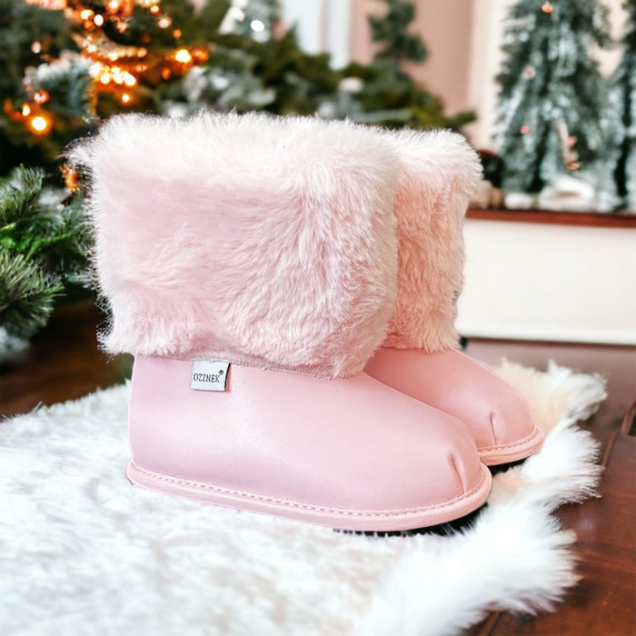Pink Velvet Barefoot Ankle Boot Topper | Ozznek Removable Sole Shoes