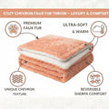 DaDa Bedding Coral Peach Rose Faux Fur Sherpa Throw Blanket