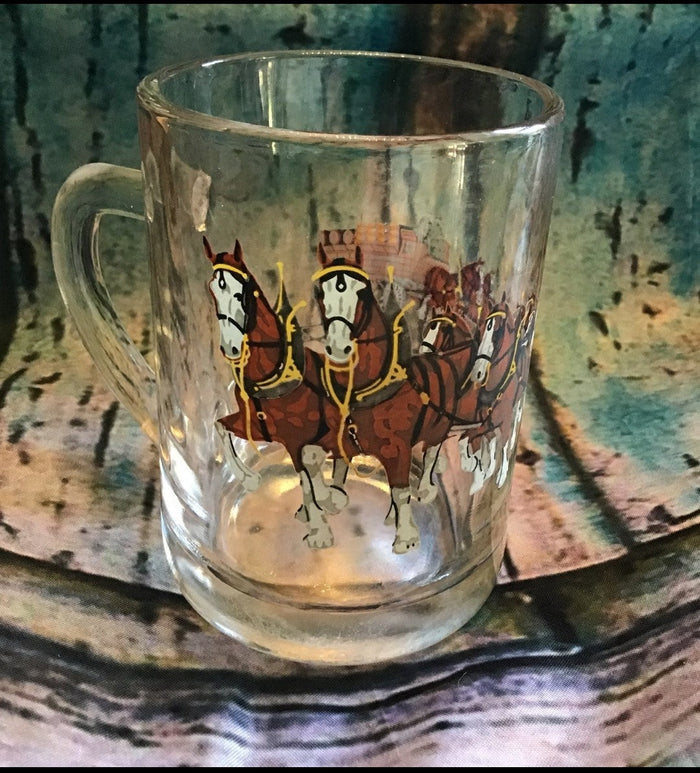Budweiser Clydesdale Horses Clear Glass Mug