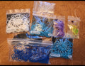 RAINBOW loom lot with c & s clips. Blue turquoise,  purple white black