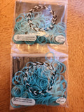 RAINBOW loom lot with c & s clips. Blue turquoise,  purple white black