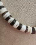 Vintage Hawaiian White & Black Puka Shell Choker 17 inches