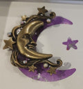 Moon & Stars Brooch / Pin with Shoot for the Stars Inspiration Card