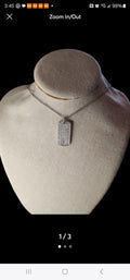 Cookie Lee silver tone Crystal Dog Tag necklace