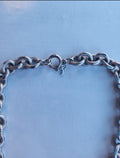 Designer by Crown Trifari, necklace, double link silver tone 38 inches.