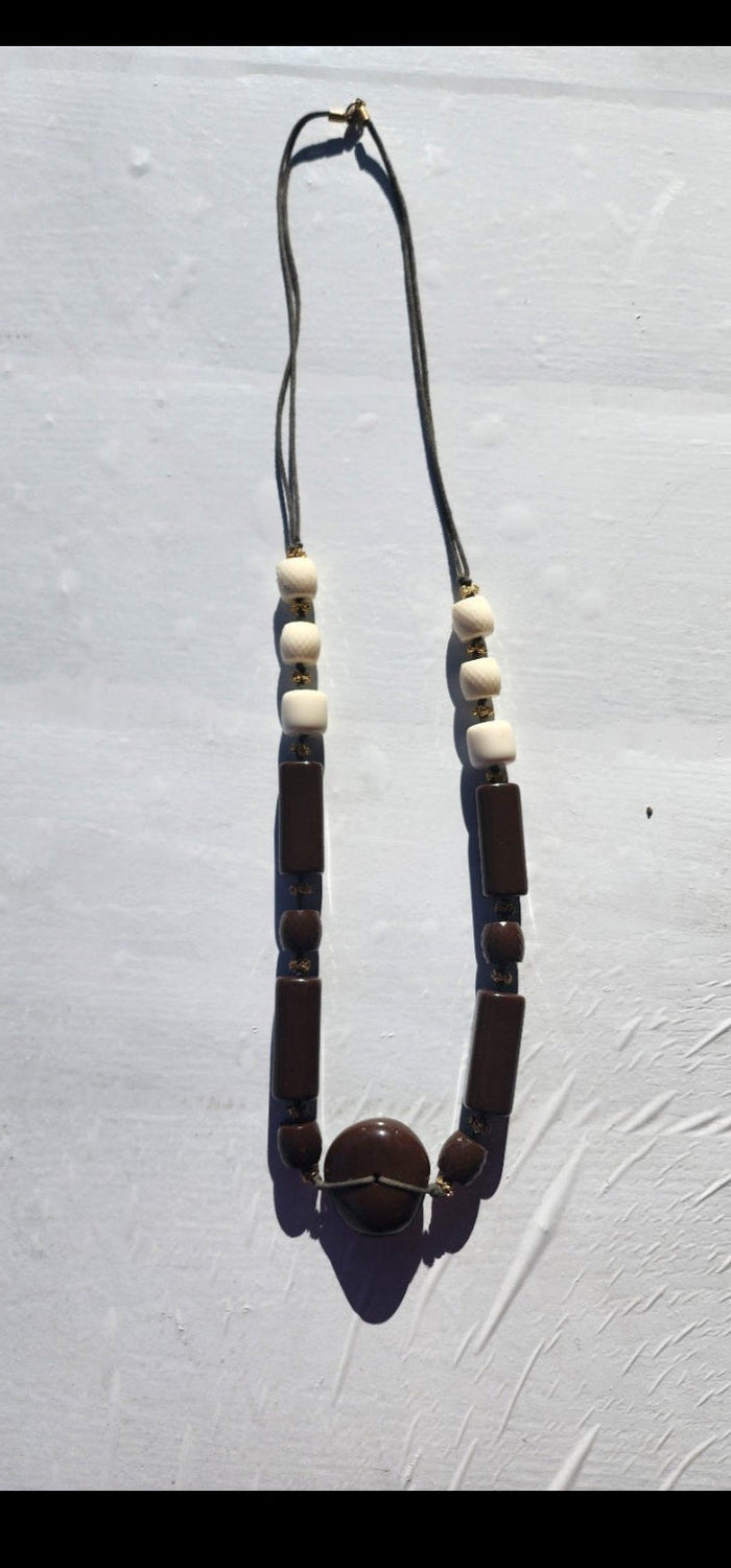 Vintage faceted earthtone bead Necklace