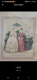 Antique Victorian fashion Print  Picture French  Paris 1851