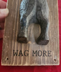 Mud Pie Whimsical Wag More Metal Dog Leash Hanger Wall Hook Wood Base Farmhouse