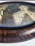 Antique Sepia Portrait In Convex Glass & Tiger Wood. 24.5" x 18.5" Frame