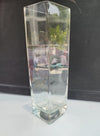 VINTAGE 10.5" TALL CUBE MODERNIST SQUARE WELL MADE GLASS FLOWER VASE