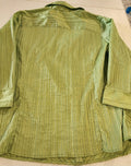 Button Down Blouse for Women Long Sleeve Lime Green Print 18/20