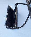 Vintage Dover Leather Handbag. Snap closure, Inside zippered compartment