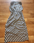 Allover Print Cow Neck Dress, Elegant Sleeveless Wrap Hem Dress, Women's XS