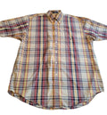 Men's Nautical  Button Down plaid Shirt L