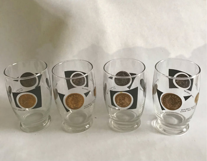 Midcentury Cocktail Glasses W 1/2 dollar
