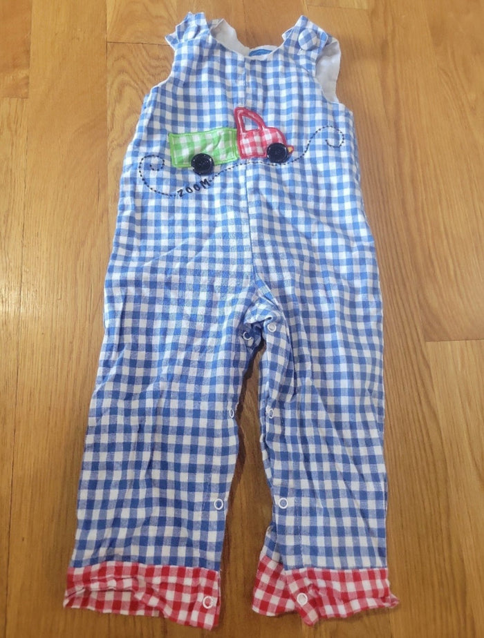 Boys Mudpie 2T-3T plaid overalls