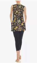 White Mark Womens Floral Sleeveless Tunic Top, Size Large